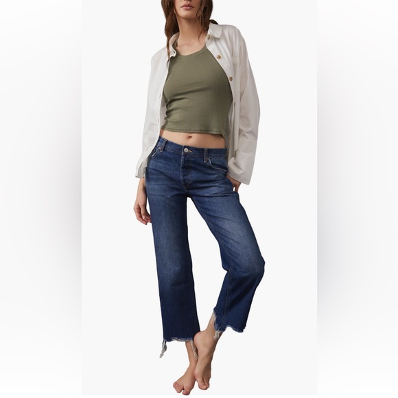 Free People We the Free Maggie Ripped Ankle Straight Leg Jeans - Picture 1 of 9